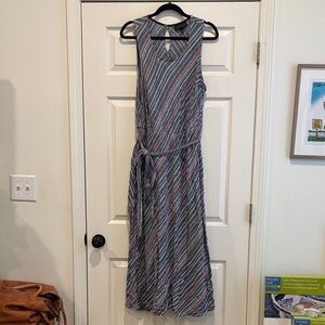 Lane Bryant Gray and Pink Striped Maxi Dress